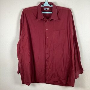 Adesso Mens Button Up Shirt Sz 4XLT 20-20.5 Solid Long Sleeve 2 Stains Good